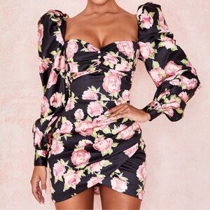 House of CB Floral Puff long sleeve dress